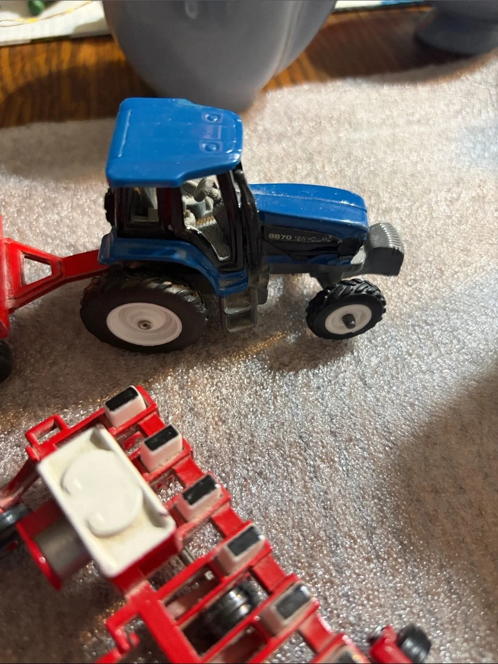 Kids Farm Tractor Playset with Blue Tractor and Red Implements Ertl